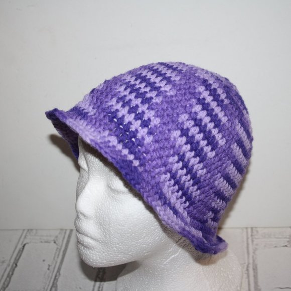 🟣 Purple Crocheted Sunhat – Handmade · Youth/Small Adult - Picture 2 of 4